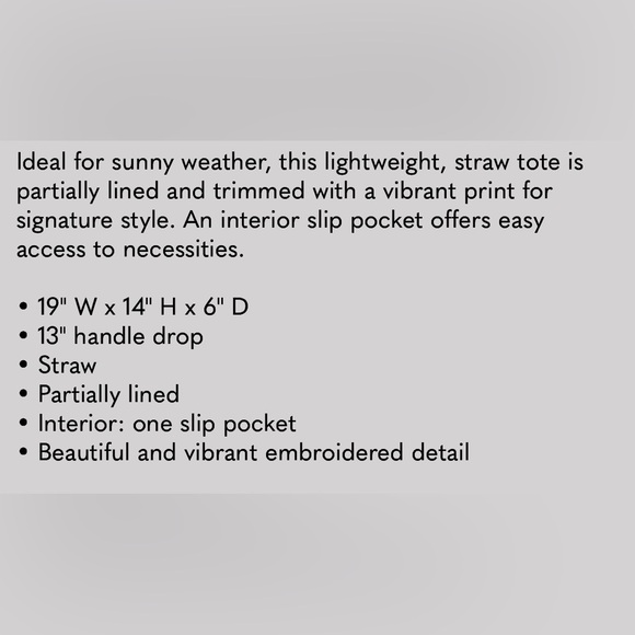 🏝️VERA BRADLEY STRAW BEACH SHOULDER TOTE BAG COASTAL PARADISE NATURAL🏝️ NWOT - Picture 7 of 8